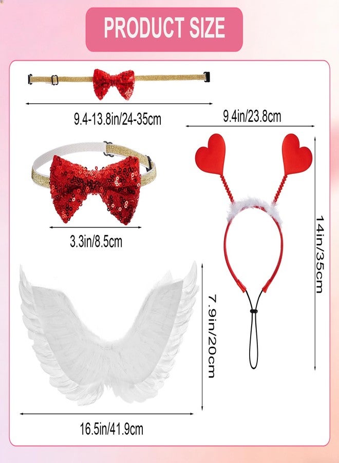 آربينشيا زيّ عيد الحب للكلاب من Rbenxia، طوق رأس على شكل قلب، ملابس كلاب مستوحاة من الحب مع طوق رأس أبيض على شكل قلب وجناح من الريش، زيّ مناسب لجلسات تصوير عيد الحب للحيوانات الأليفة، مناسب للكلاب الصغيرة والمتوسطة والكبيرة. - Image 3